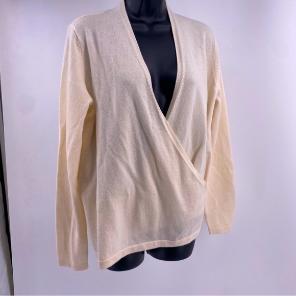 Land's End Women Cashmere Long Sleeve Wrap Sweater Blouse Blush Rose Pink Small - Picture 3 of 12